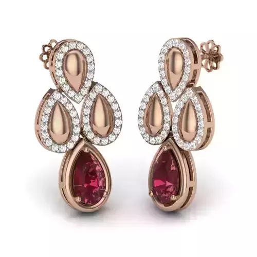 Women diamond earrings 3dm render details