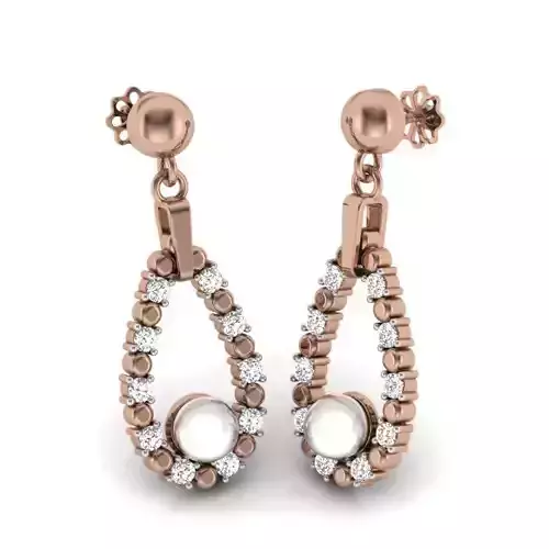 Women drops pearl earrings 3dm render details