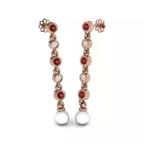 Women pearl long earrings 3dm render details