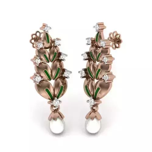 Women pearl studs earrings 3dm render details