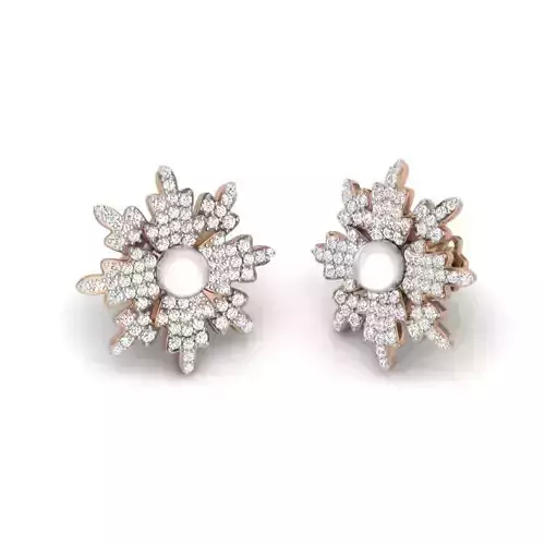 Women pearl studs earrings 3dm render details
