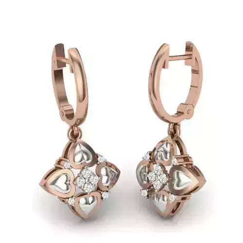 Women flower drops earrings 3dm render details