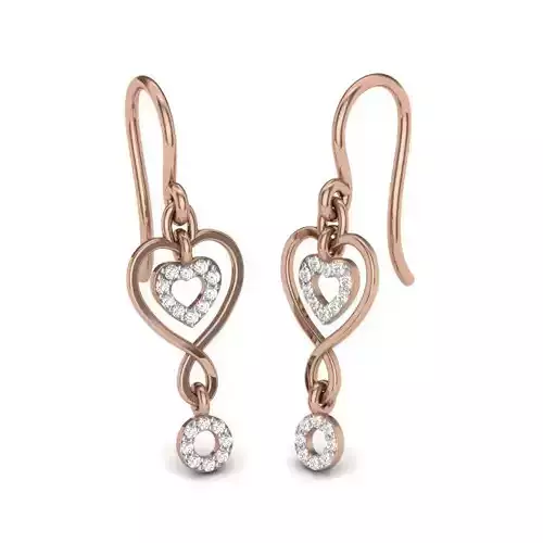  Heart Love Valentine huggies earrings 3dm render details 3D print model