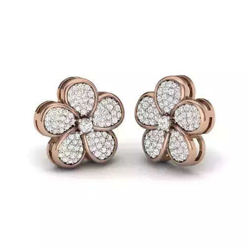 Women flower studs earrings 3dm render details