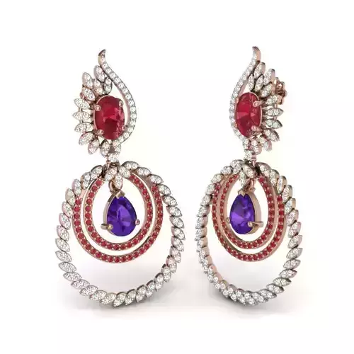 Women drops earrings 3dm render details