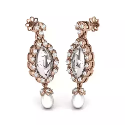 Women pearl drops earrings 3dm render details