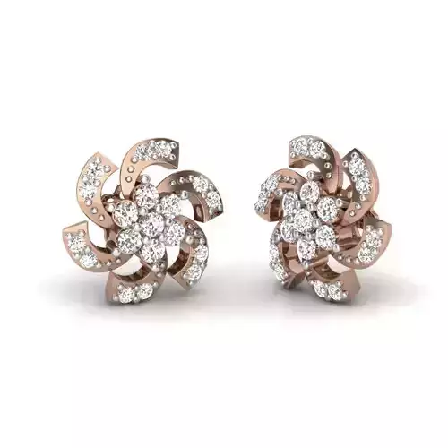 Women flower studs earrings 3dm render details