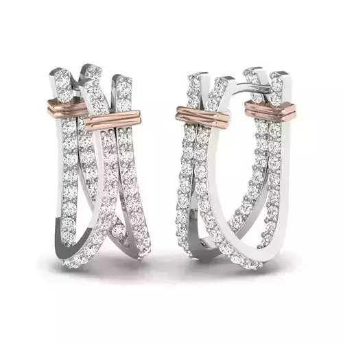 Wire Women huggies earrings 3dm render details