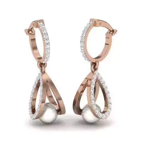 Women pearl drops earrings 3dm render details