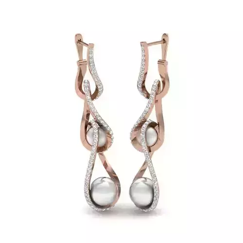 Women pearl long earrings 3dm render details