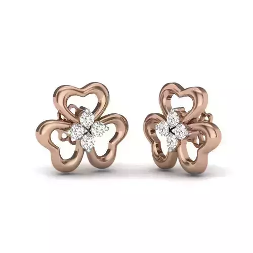 Flower women studs earrings 3dm render details