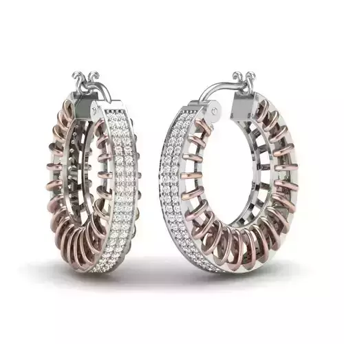 Women round wired huggies earrings 3dm render details