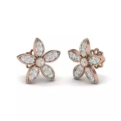 Women flower studs earrings 3dm render details