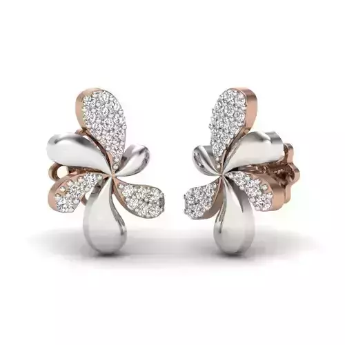 Diamond Flower  studs earrings 3dm render details 3D print model
