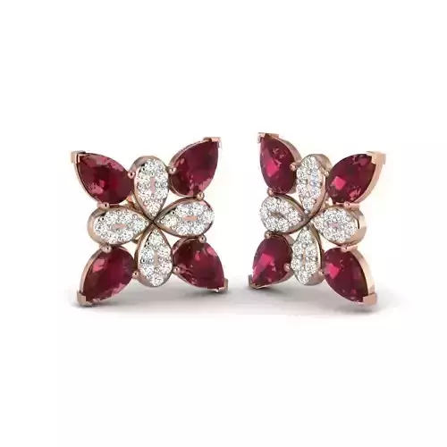 Flower women solitaire studs earrings 3dm render details 3D print model
