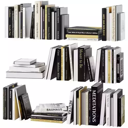 Set of books in black and gold colors