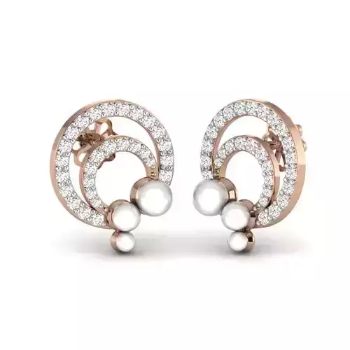 Women pearl studs earrings 3dm render details
