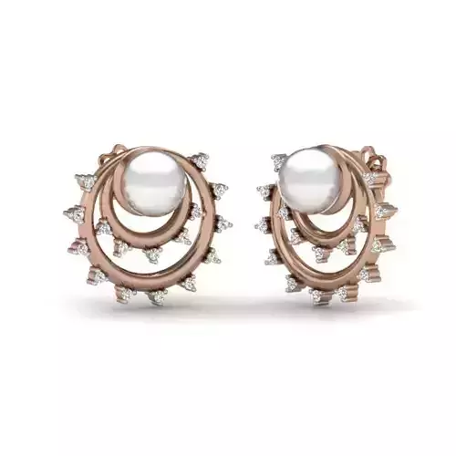 Women pearl studs earrings 3dm render details