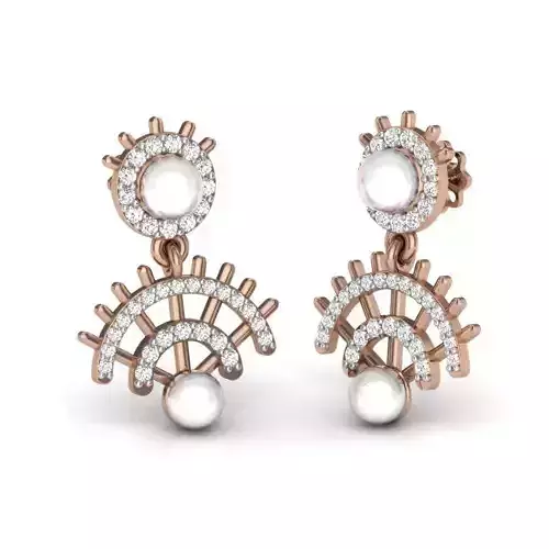 Women pearl drops earrings 3dm render details