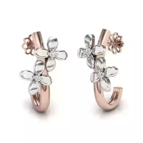Diamond Flowers hoops earrings 3dm render details 3D print model