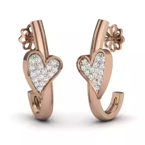 Diamond Love Valentine  heart hoops earrings 3dm render details 3D print model