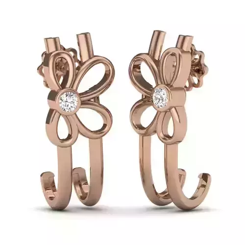 Women butterfly hoops earrings 3dm render details