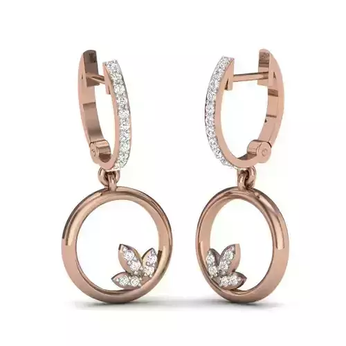 Diamond Leaves drops earrings 3dm render details 3D print model