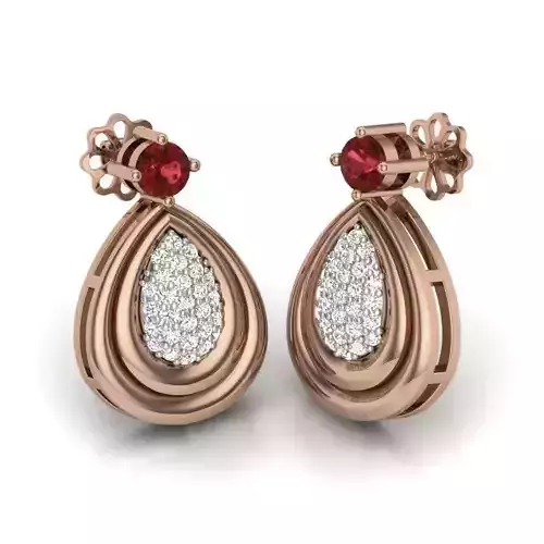 Women solitaire studs earrings 3dm render details