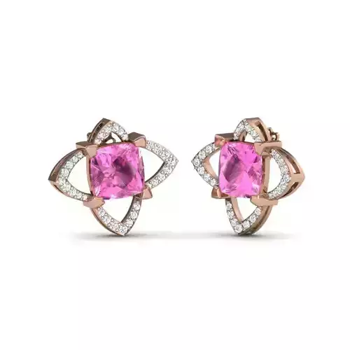 Women solitaire studs earrings 3dm render details