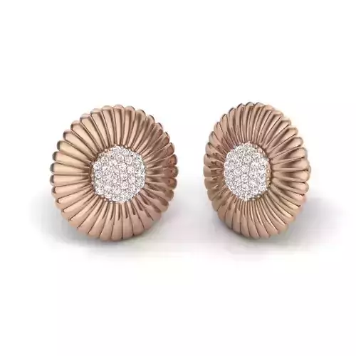 Women flower studs earrings 3dm render details