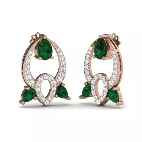 Women solitaire studs earrings 3dm render details