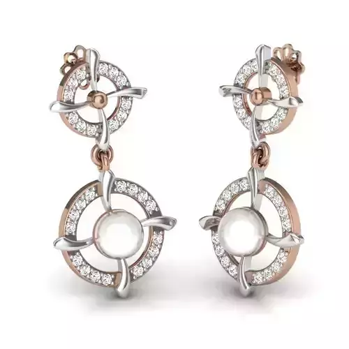 Women pearl drops earrings 3dm render details