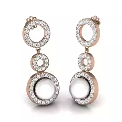 Women pearl drop earrings 3dm render details