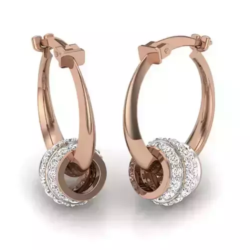 Women ball beads huggies earrings 3dm render details