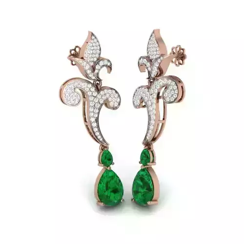 Women long earrings 3dm render details