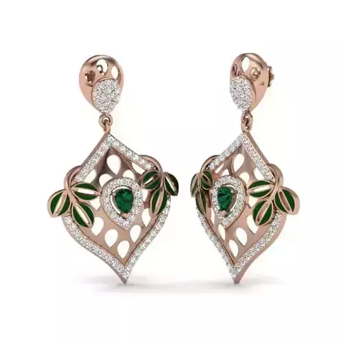  Leaves Vines drops earrings 3dm render details 3D print model