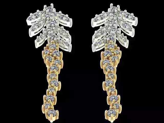 Title Diamond Earrings 5 STL Jewelry Model for 3D Printing Proje