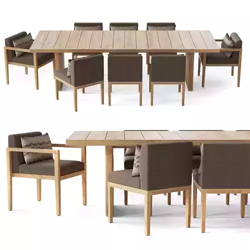 RH SANTOS TEAK RECTANGULAR DINING TABLE