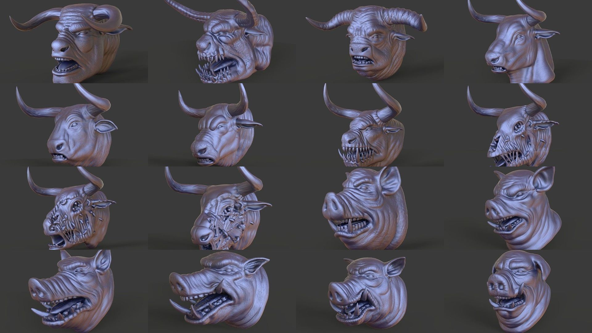 50 HEADS High Poly sculpts 3D model 3D Model Collection _2