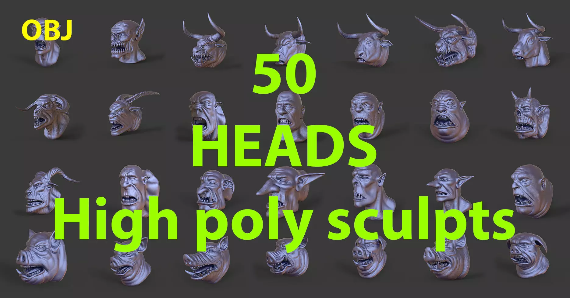 50 HEADS High Poly sculpts 3D model 3D Model Collection _0