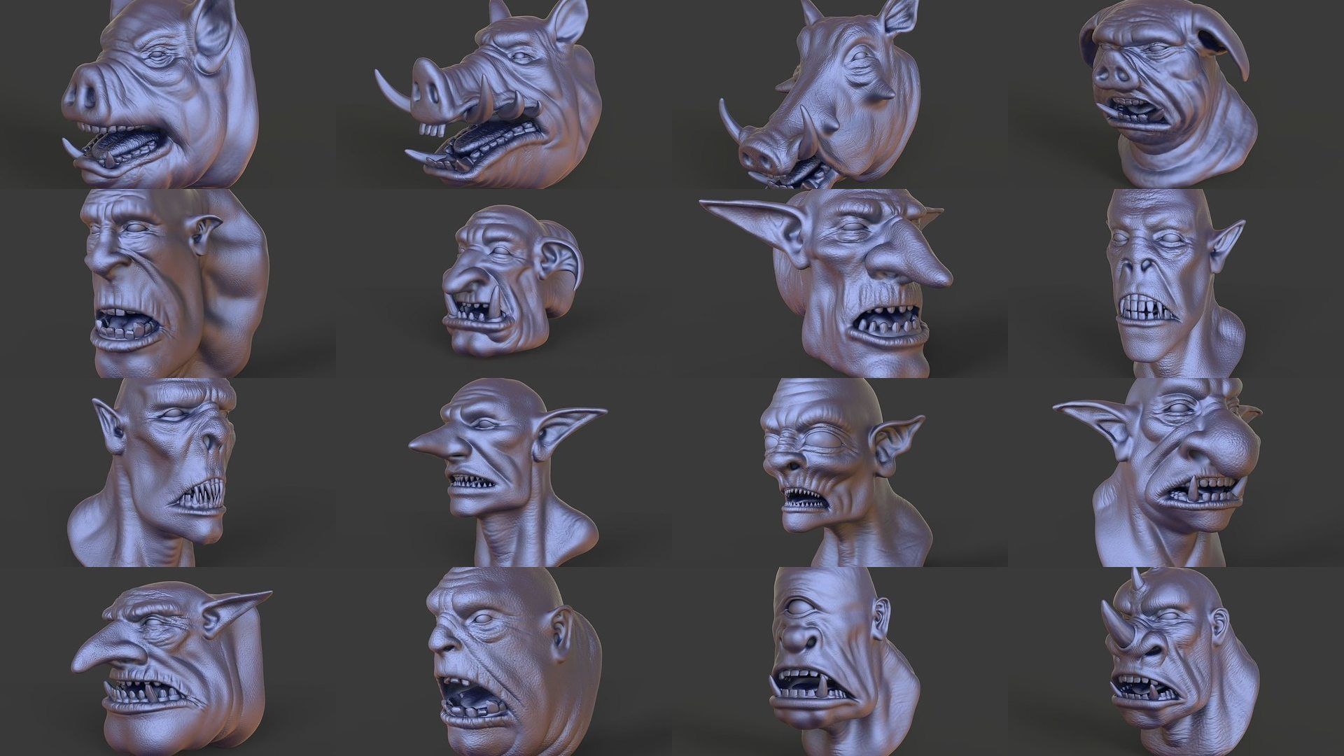 50 HEADS High Poly sculpts 3D model 3D Model Collection _3