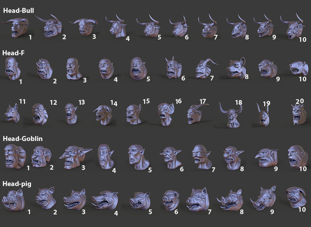 50 HEADS High Poly sculpts 3D model 3D Model Collection _1