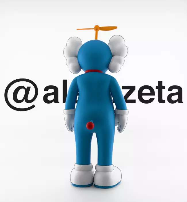 Kaws Doraemon Textured Low-poly 3D model_20