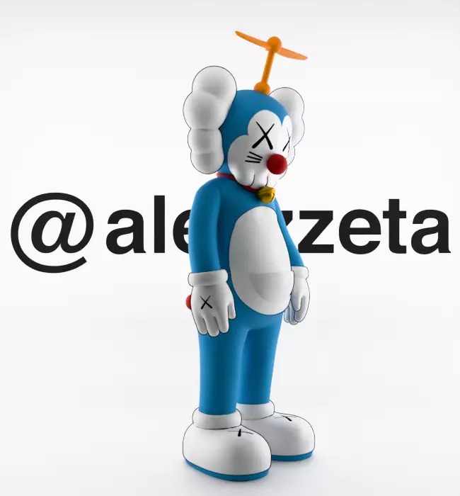 Kaws Doraemon Textured Low-poly 3D model_32