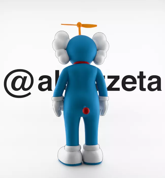 Kaws Doraemon Textured Low-poly 3D model_18