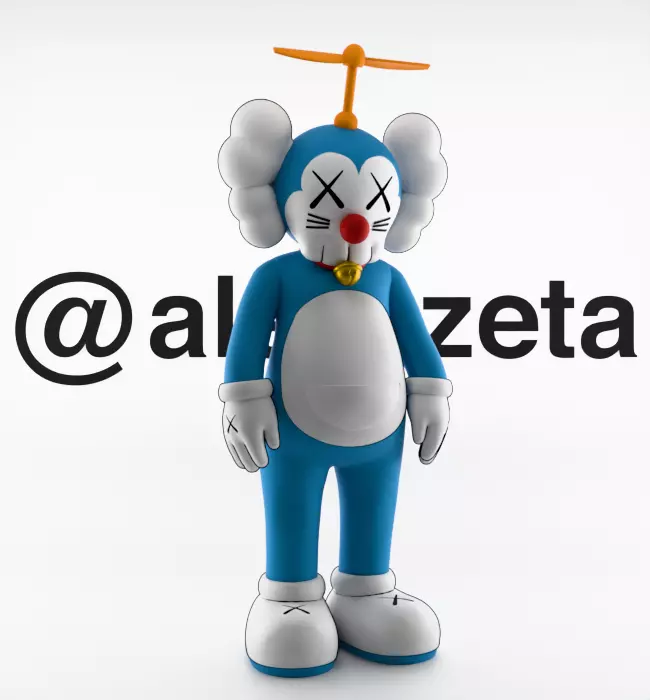 Kaws Doraemon Textured Low-poly 3D model_35