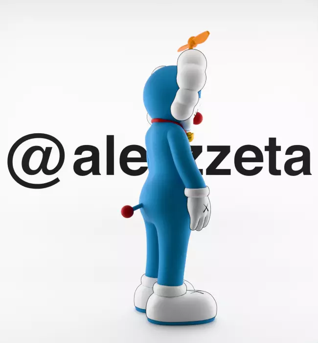 Kaws Doraemon Textured Low-poly 3D model_26