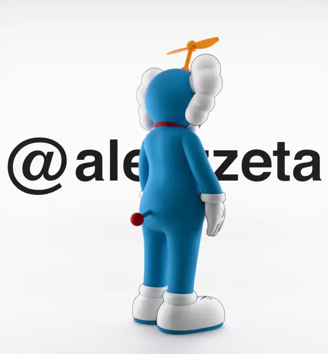 Kaws Doraemon Textured Low-poly 3D model_24