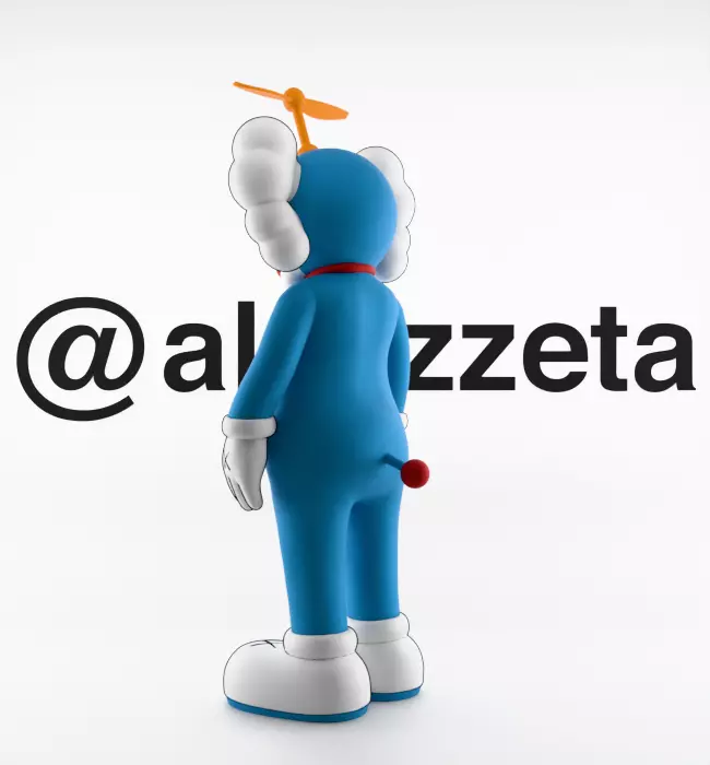 Kaws Doraemon Textured Low-poly 3D model_14