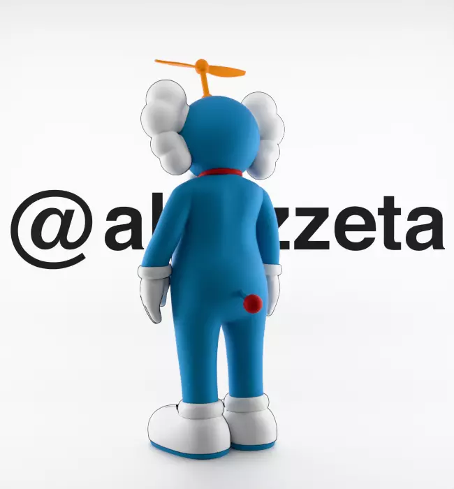 Kaws Doraemon Textured Low-poly 3D model_16